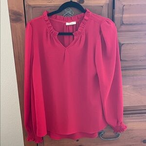 Les Amis Chic Women's Blouse In Vibrant Red NWOT
